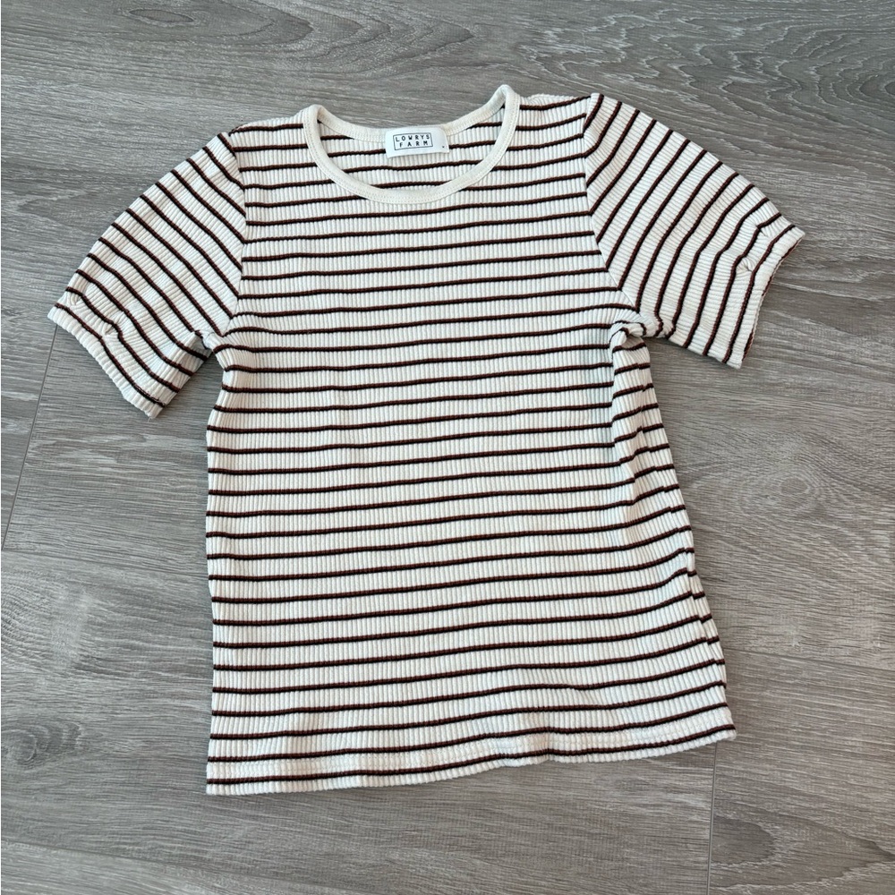 Striped Short Sleeve Tee - Black and Cream